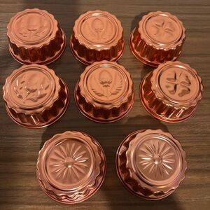 Vintage Mini Copper Jello Cake Molds Set of 8- 1963 ACORN FLOWER AUTUMN BAKING